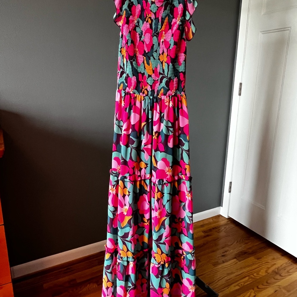 Floral Maxi Dress with Ruffle Sleeves